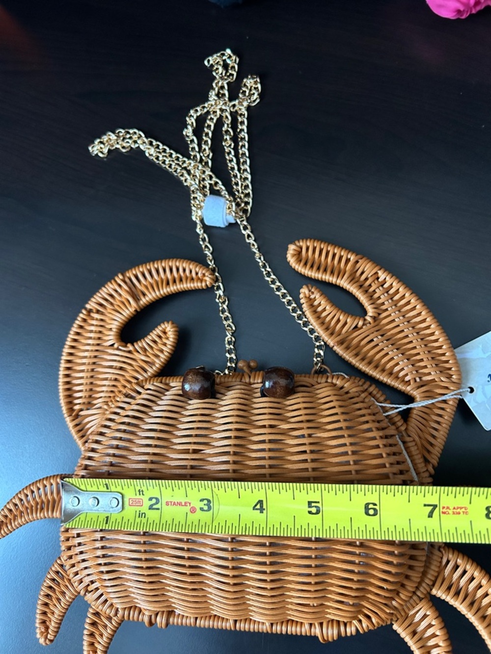 Crab Wicker Shoulder Bag in Cognac Brown - Picture 7 of 8